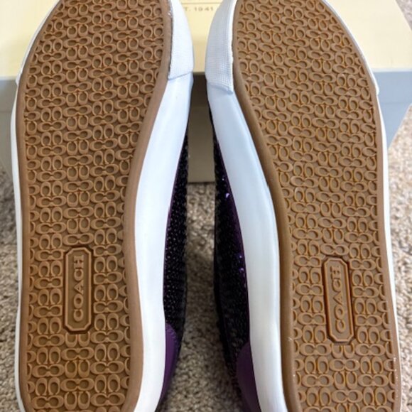 NWT Coach Women Barrett Sequins Metallic Grape Leather Sneakers. Sz. 9  Rare - Picture 5 of 6